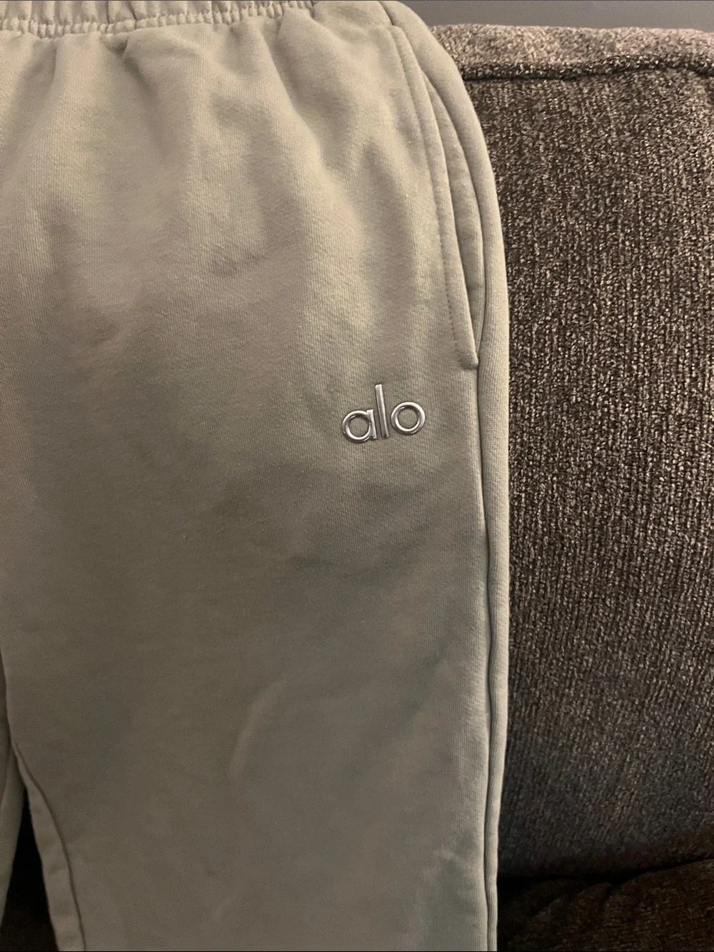 ALO Yoga Sage Green Track Pants with Embroidered Logo